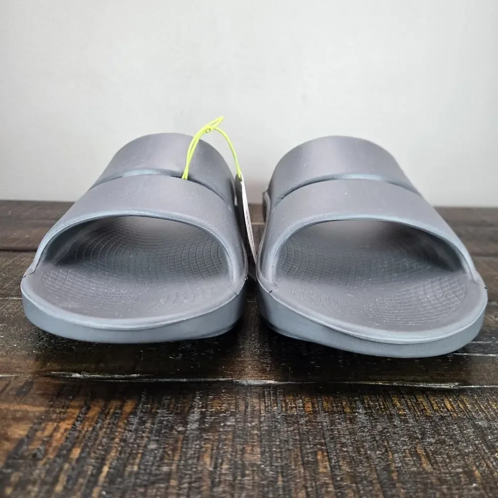 NEW Oofos OOahh Mens Size 9 Recovery Slip-On Comfort Beach Sandals Slides Slate